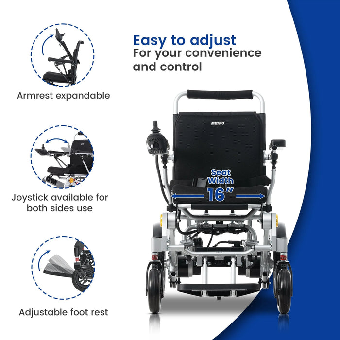 Metro Mobility-iTravel Plus-Electric Wheelchair-Heavy Duty Bariatric-300 lbs Weight Capacity