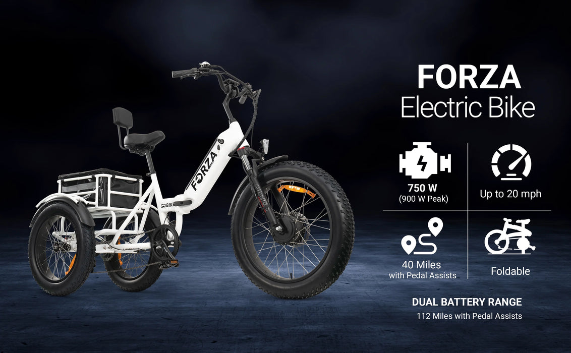 GOBike-FORZA Electric Tricycle-eBike-Heavy Duty-440 lbs Weight Capacity