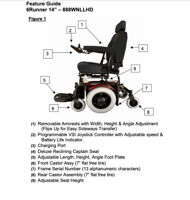 Shoprider-6RUNNER 14-888WNLLHD-Power Chair-Power Wheelchair-Heavy Duty-Bariatric